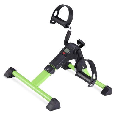 ZXFF Folding Pedal Exerciser, Portable Mini Exercise Bike with Adjustable Hand and Foot Training Resistance, with LCD Display (Color : Green)
