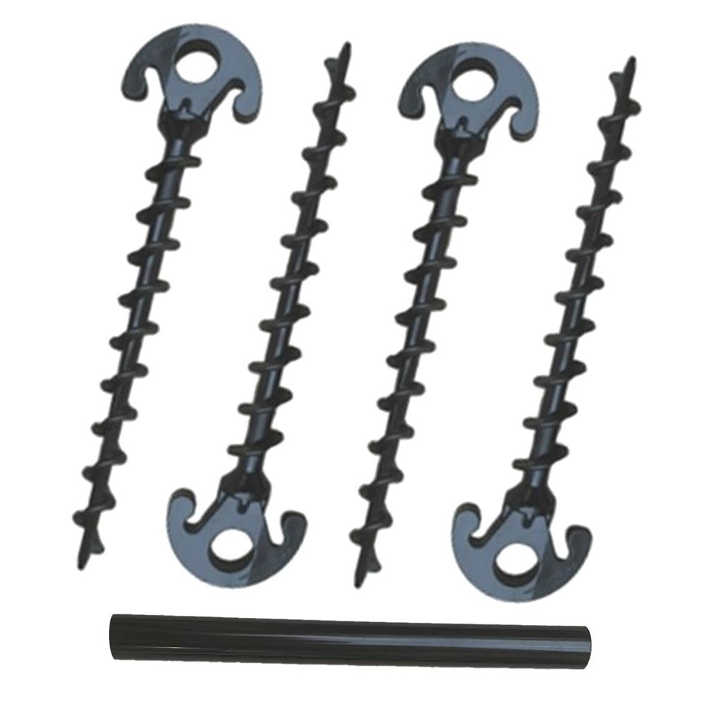 Red Suricata Ground Anchor Screws - Ultra Strong Sun Shade Canopy Tent All Terrain Tarp Stakes (4 Pack)