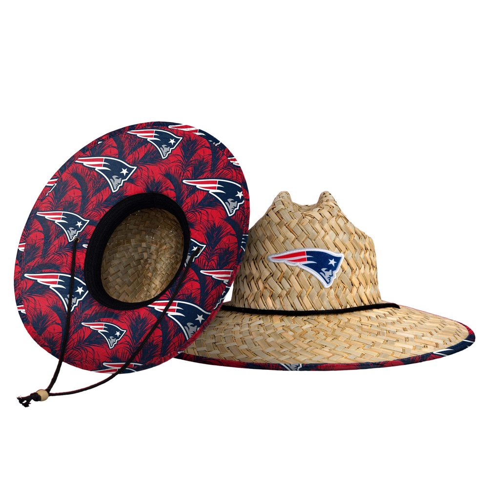 FOCO Mens Nfl Team Logo Floral Lifeguard Beach Sun Straw Hat, Team Logo