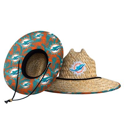 FOCO Mens Nfl Team Logo Floral Lifeguard Beach Sun Straw Hat, Team Logo