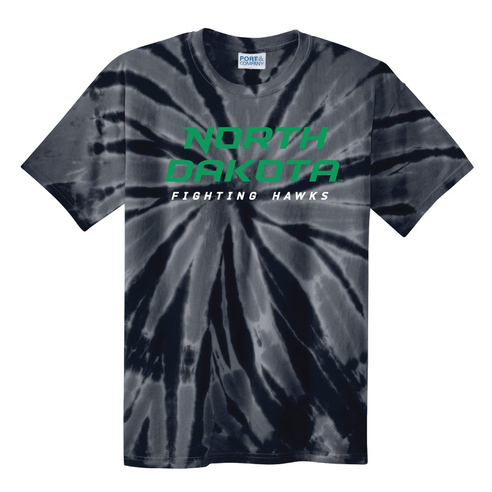 J2 Sport University of North Dakota NCAA Tie Dye T-Shirt  Apparel Shirt Black