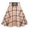 Khaki Skirt for Women 2025 Fall Winter Pleated Mini Plaid Skirt (Large, Plaid Khaki) view 1