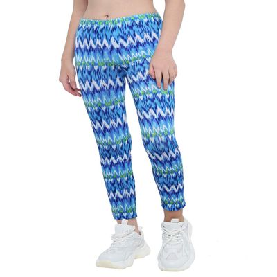 Hansber Kids Girls Tie Dye Running Pants High Waist Leggings Dance Sports Gymnastics Yoga Casualwear Green&Blue 4
