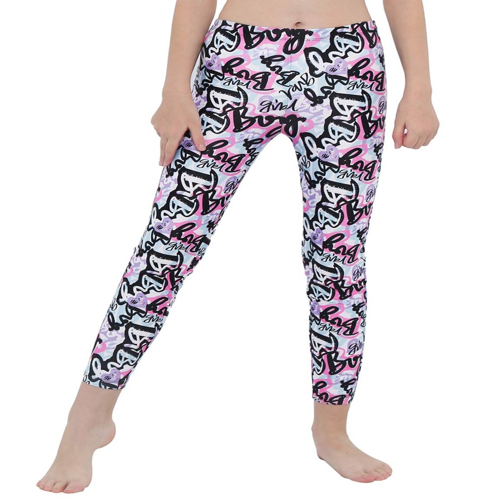 Hansber Kids Girls Tie Dye Running Pants High Waist Leggings Dance Sports Gymnastics Yoga Casualwear Rose Pink 4