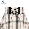 IDEALSANXUN Gothic Plaid Mini Skirts for Womens Short High Waist Plaid Skirts (X-Large, Plaid Beige) view 3