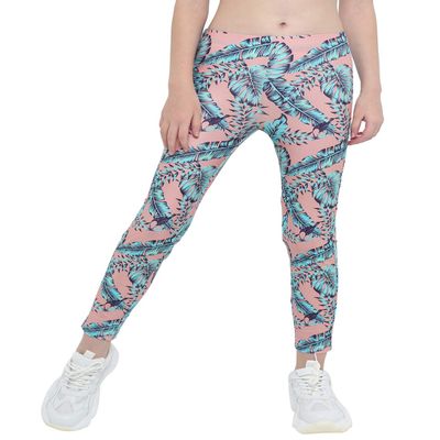 Hansber Kids Girls Tie Dye Running Pants High Waist Leggings Dance Sports Gymnastics Yoga Casualwear Orange Pink 4