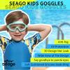 Seago Swim Goggles 2 Pack Anti-Fog Anti-UV Wide View Swimming Goggles for Kids 3-14 view 3
