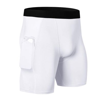 WRAGCFM Mens Workout Compression Shorts,Mens Athletic Compression Shorts with Pockets Running Spandex Underwear Cool Dry Active Baselayer Sports Gym Tights (White,M)