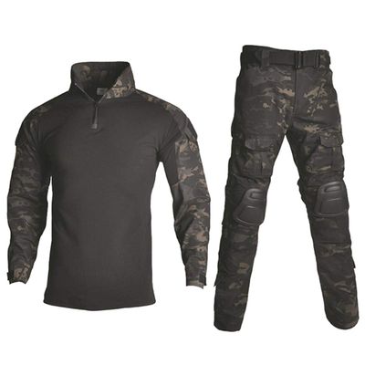 HARGLESMAN Mens Tactical Suits Military BDU Uniforms Set Camo Tops Shirts and Pants Fitting Practical Painball Comfortable Work Shooting Hiking Hunting Outdoor Plus Size Black Camo 2XL for Big Tall