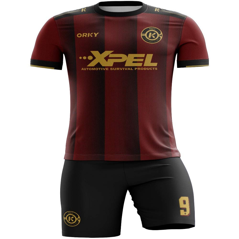 ORKY Boy Soccer Jersey Men Team Uniform Kids Customize Name Number Logo Football Short Long Sleeve Girl Soccer Shirt (Black 5XL)