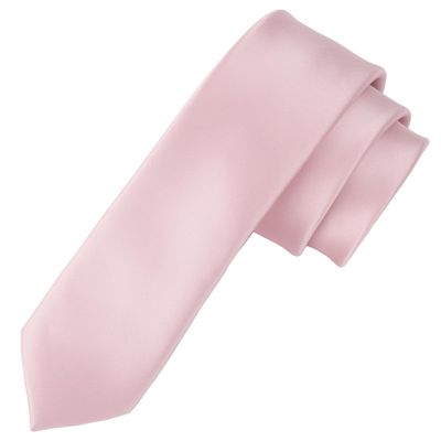 Landisun Pale Pink Tie Men Women Solid Skinny Ties Slim Ties Satin Tie-Pink