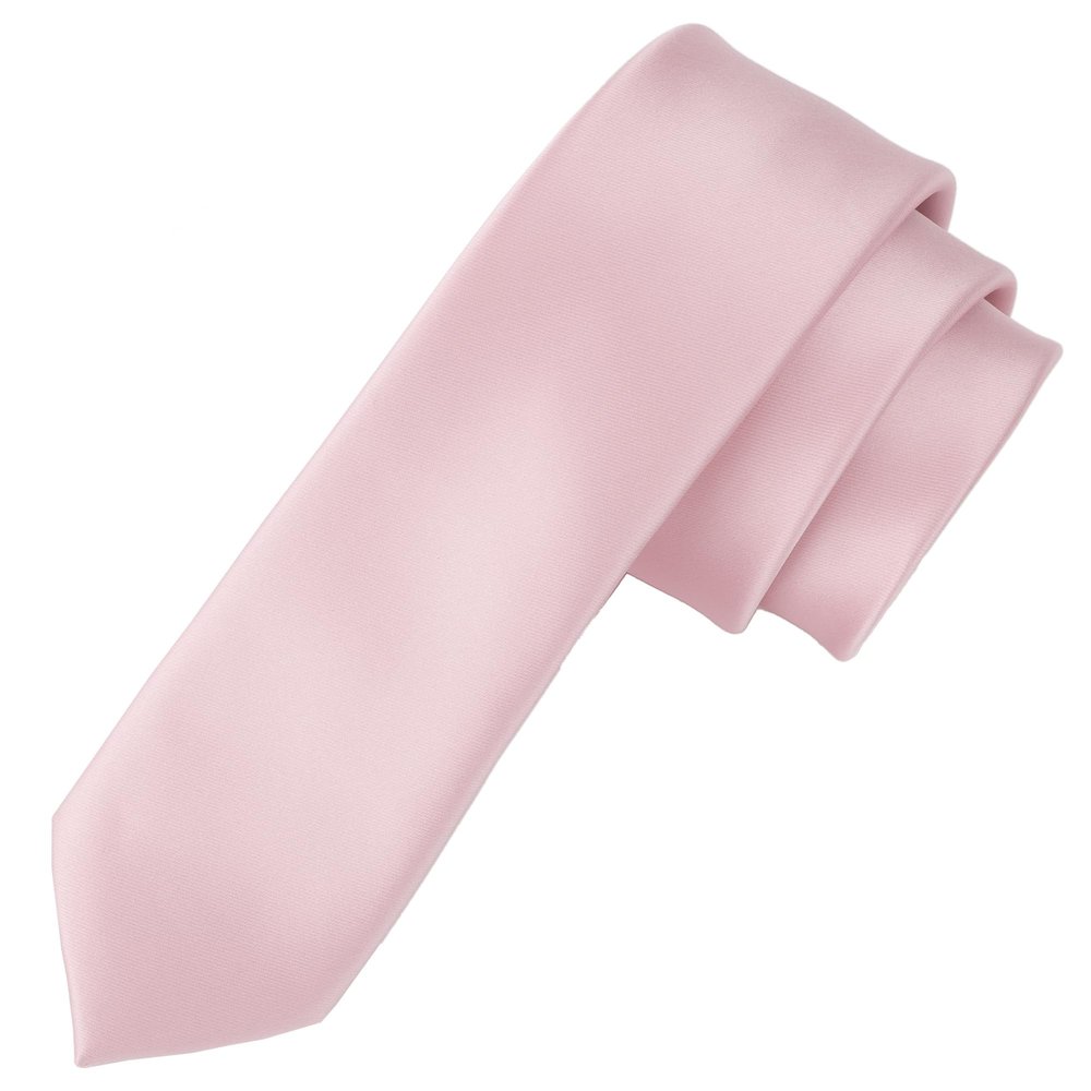 Landisun Pale Pink Tie Men Women Solid Skinny Ties Slim Ties Satin Tie-Pink