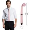 Landisun Pale Pink Tie Men Women Solid Skinny Ties Slim Ties Satin Tie-Pink view 3