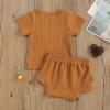 Newborn Baby Boy Girl Summer Clothes Ribbed Sleeveless Bodysuits Rompers Tops+Shorts Pants 2PCS Outfits Set Toddler Clothes (Brown D, 12-18 Months) view 2