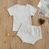 Newborn Baby Boy Girl Summer Clothes Ribbed Sleeveless Bodysuits Rompers Tops+Shorts Pants 2PCS Outfits Set Toddler Clothes (Grey D, 12-18 Months) view 2