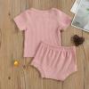 Newborn Baby Boy Girl Summer Clothes Ribbed Sleeveless Bodysuits Rompers Tops+Shorts Pants 2PCS Outfits Set Toddler Clothes (Pink D, 6-12 Months) view 2
