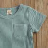 Newborn Baby Boy Girl Summer Clothes Ribbed Sleeveless Bodysuits Rompers Tops+Shorts Pants 2PCS Outfits Set Toddler Clothes (Light Blue D, 0-6 Months) view 4