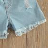 Baby Girl Shorts Set Crop Top Camisole Shirt&Ripped Jeans Shorts Toddler Summer Clothing Outfits (2-3T,Sunflower top+Jeans Shorts) view 3