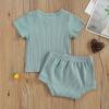 Newborn Baby Boy Girl Summer Clothes Ribbed Sleeveless Bodysuits Rompers Tops+Shorts Pants 2PCS Outfits Set Toddler Clothes (Light Blue D, 6-12 Months) view 2