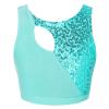 VernLan Girls Sleeveless Sequin Dance Crop Top Gymnastic Sports Vest Tank Top Shirts Jazz Modern Dance wear Costume Mint Green 6 view 1