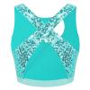 VernLan Girls Sleeveless Sequin Dance Crop Top Gymnastic Sports Vest Tank Top Shirts Jazz Modern Dance wear Costume Mint Green 6 view 3