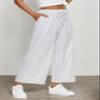 LNX Womens Linen Capri Pants Wide Leg High Waisted Drawstring Casual Cropped Pants with Pockets view 4