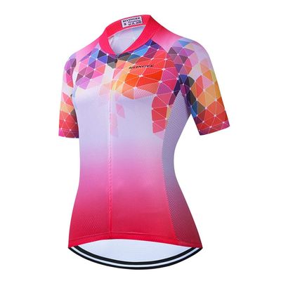 BIYINGEE Women's Cycling Jersey Short Sleeve Sweat Wicking White Red Size M