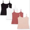 Amazon Essentials Women's Slim-Fit Camisole, Pack of 4, Black/Brick Red/Dusty Pink/White, X-Large view 1
