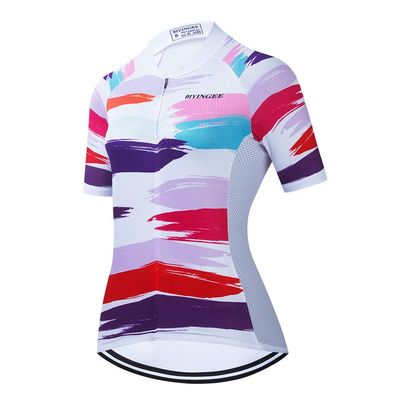 BIYINGEE Women's Cycling Jersey Short Sleeve Sweat Wicking Painting White Size XS
