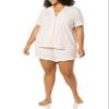 Amazon Essentials Women's Cotton Modal Piped Notch Collar Pajama Set, Comfortable Loungewear (Available in Plus Size), Pale Pink, Small view 3