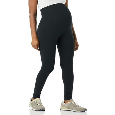 Amazon Essentials Women's Comfortable Over The Belly High Waisted Stretchy Maternity Leggings, Black, Large