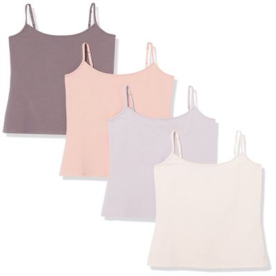 Amazon Essentials Women's Camisole, 4-Pack Cosmetic Multi, Large
