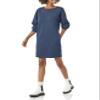 Amazon Essentials Women's Fleece Blouson Sleeve Boatneck Sweatshirt Dress (Available in Plus Size), Navy, Small view 1