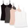 Amazon Essentials Women's Slim-Fit Camisole, Pack of 4, Black/Charcoal Heather/Dusty Pink/White, X-Large view 1