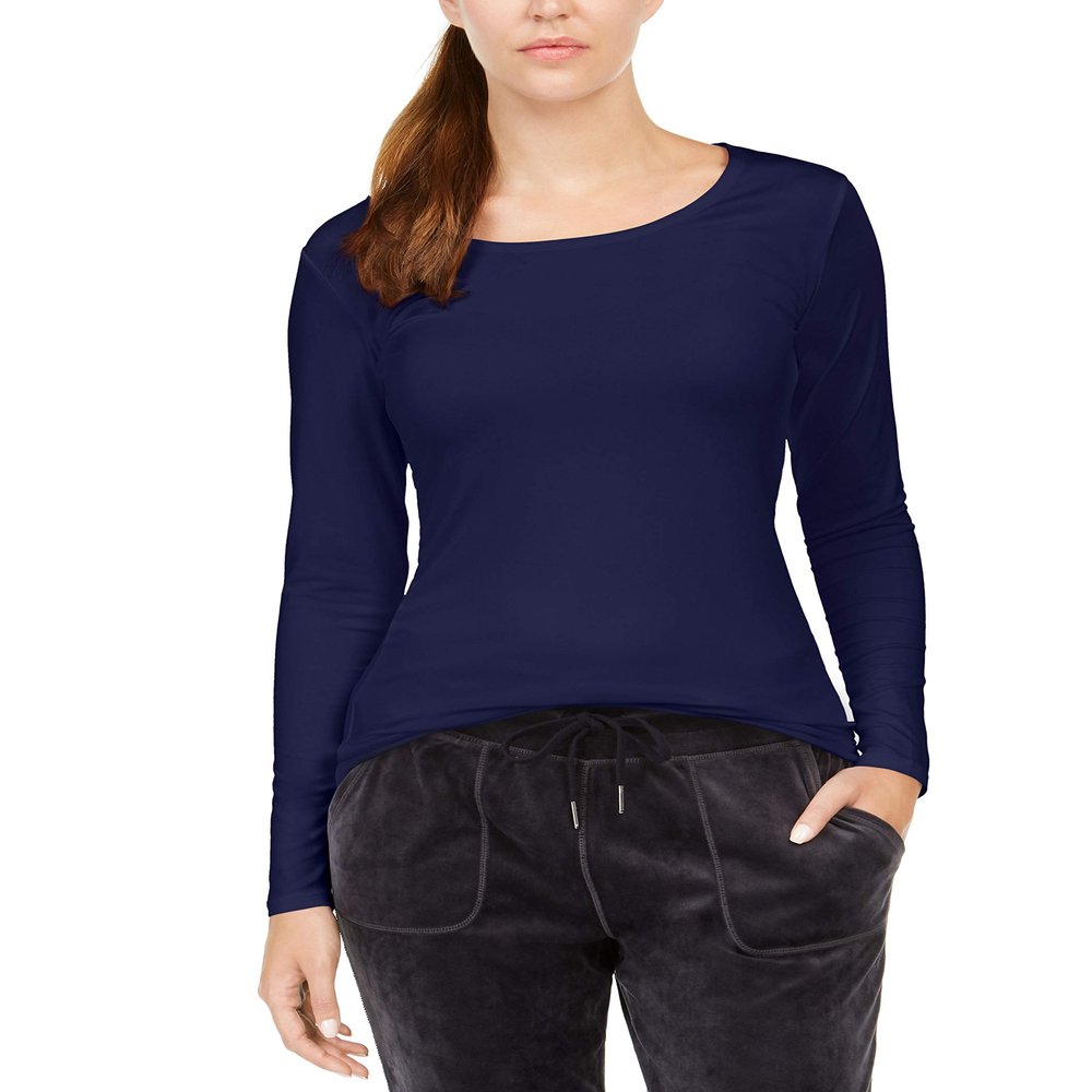 32 Degrees Heat Women's Scoop Neck Warm T-Shirt Heather Gothic Grape XL
