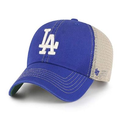 47 MLB Trawler Primary Logo Team Color Mesh Trucker Clean Up Adjustable Hat, Adult One Size Fits All - Los Angeles Dodgers Blue