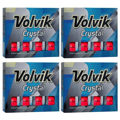 Volvik Crystal Premium Level 3-Piece Color Golf Balls 4 Dozen (48 Balls) - Red Color