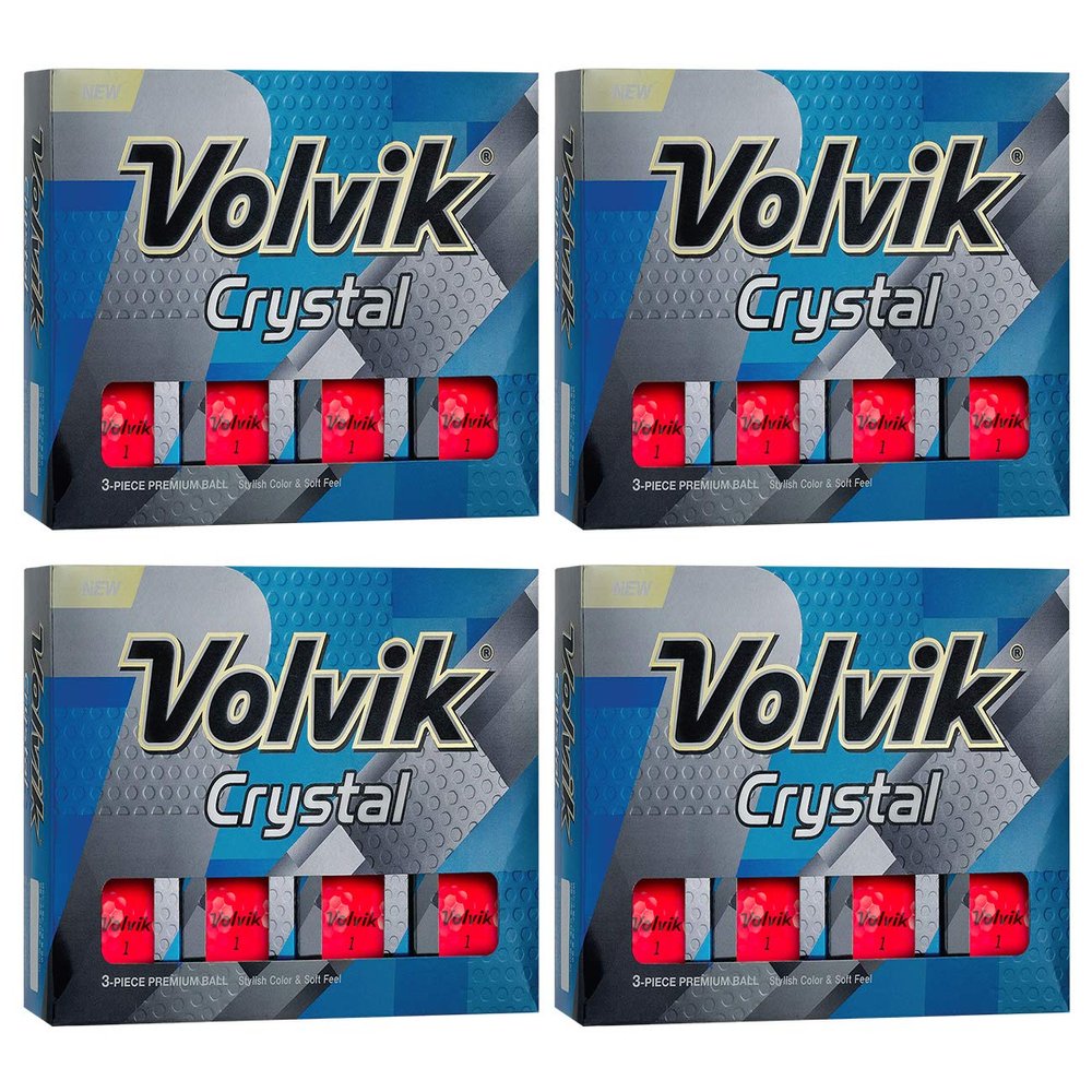 Volvik Crystal Premium Level 3-Piece Color Golf Balls 4 Dozen (48 Balls) - Red Color