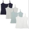 Amazon Essentials Women's Slim-Fit Camisole, Pack of 4, Grey/Navy/Turquoise Green/White, Small view 1
