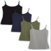 Amazon Essentials Women's Slim-Fit Camisole, Pack of 4, Black/Grey/Navy/Olive, Small view 1