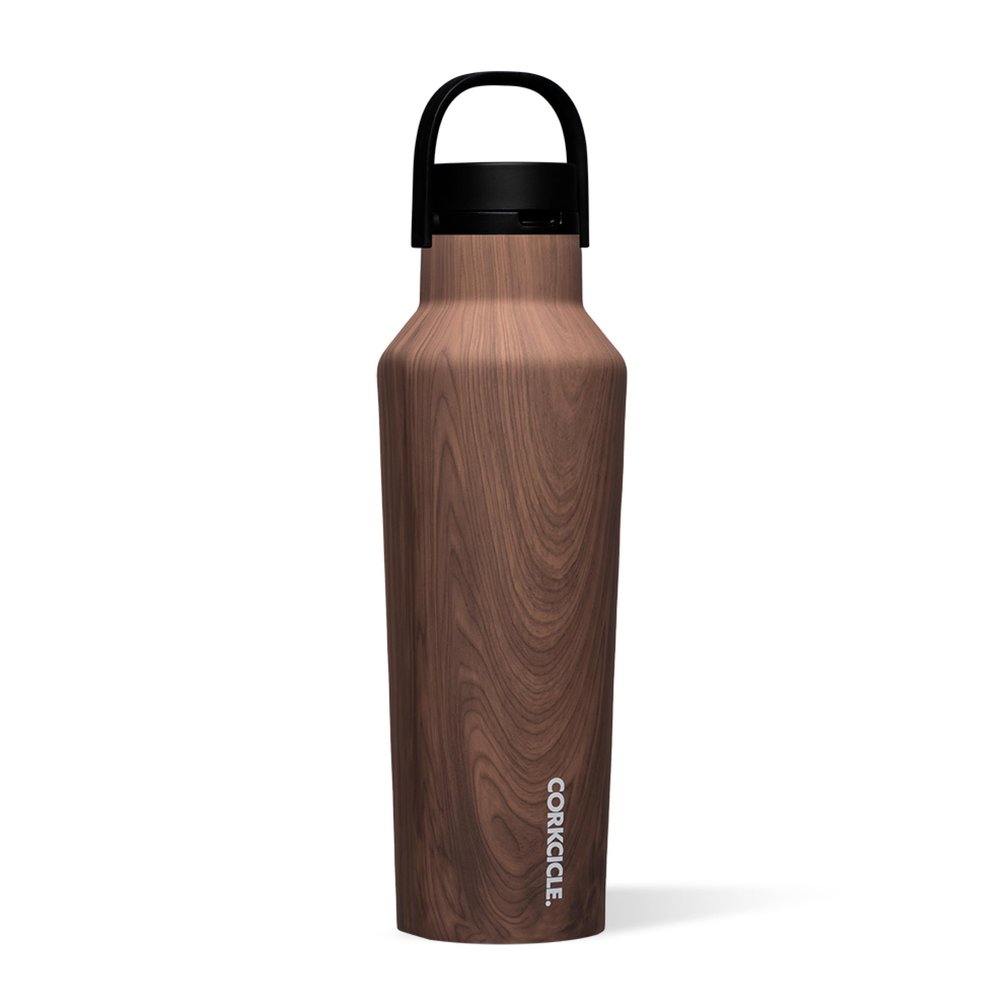 Corkcicle Sport Canteen - Keeps Drinks Cold 25 Hours - Stainless Steel Water Bottle - Triple-Insulated - Spill-Proof - Summer Drinkware Gift - Keeps Drinks Ice Cold - 20 oz - Walnut Wood