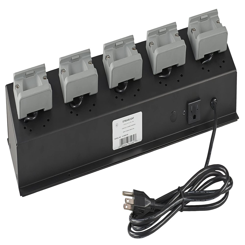 Streamlight 61469 5-Unit Bank Charger - 120V AC - USB HAZ-LO Headlamp