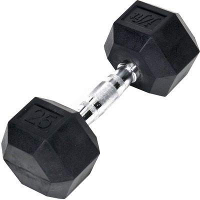 JFIT Rubber Hex Dumbbell, 25 LB, Single
