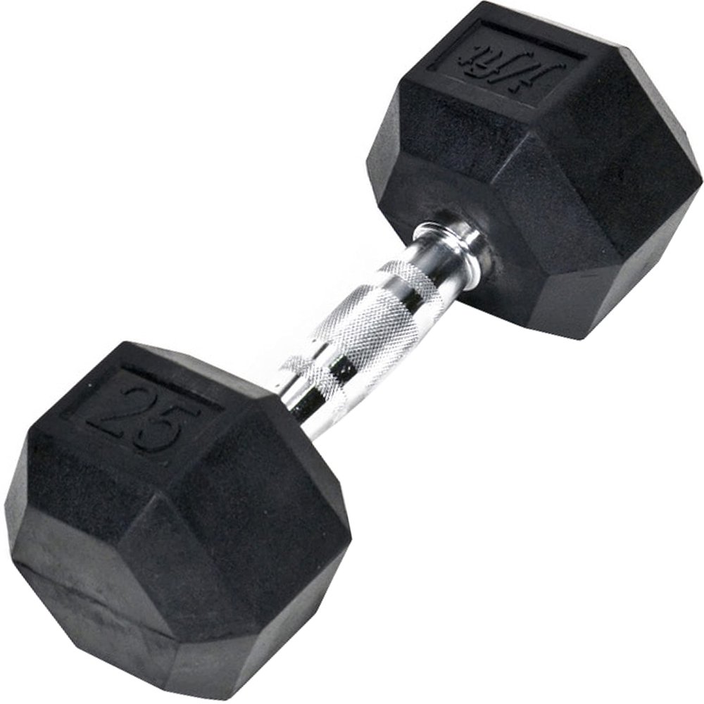 JFIT Rubber Hex Dumbbell, 25 LB, Single