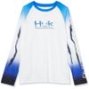 HUK Kids' Standard Double Header Long Sleeve Shirt +Sun Protection, Flare-Deep Cobalt, Medium view 1