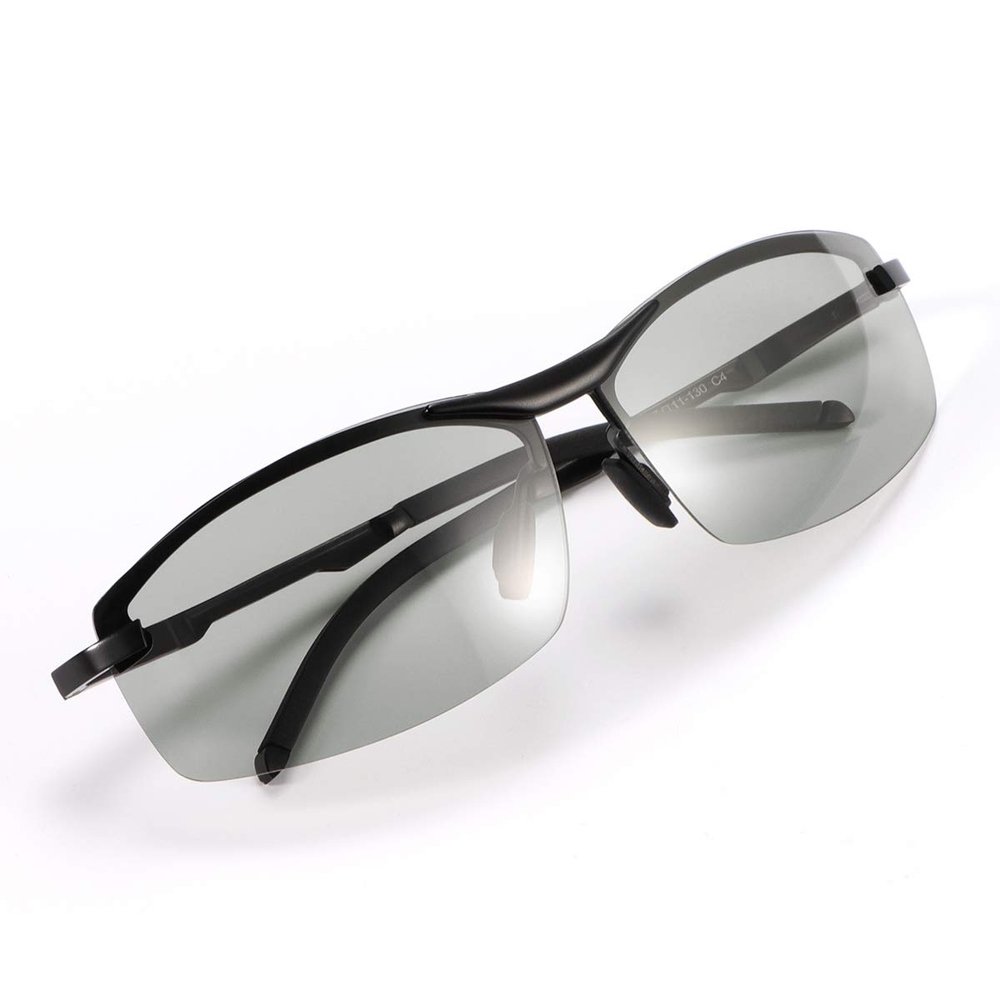 LJIMI Photochromic Sports Sunglasses with Polarized Lens for Men and Women Outdoor Driving Cycling Fishing 100% UV400 Protection Eyewear Anti Glare Eyeglasses Reduce Eye Fatigue Safety Glasses Shades