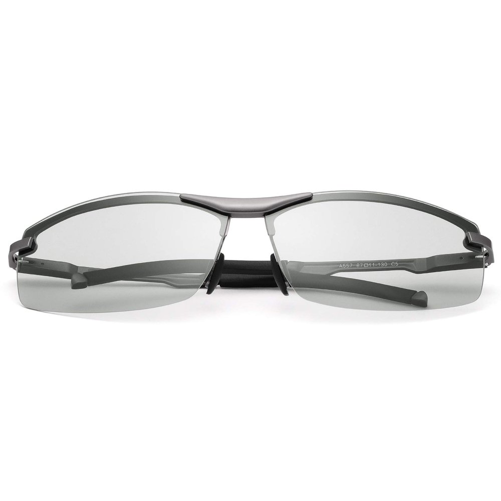 LJIMI Photochromic Sports Sunglasses with Polarized Lens for Men and Women Outdoor Driving Cycling Fishing 100% UV400 Protection Eyewear Anti Glare Eyeglasses Reduce Eye Fatigue Safety Glasses Shades