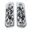 1911 Grips, Gun Grips Screws Included, Full Size (Government/Commander), Scroll Nickel W Black Enamel, Ambi Safety Cut view 1