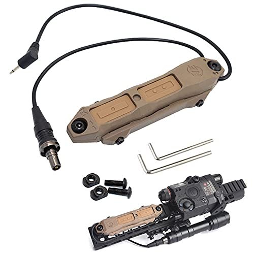 LThyzszb Tactical Remote Dual Pressure Switch for M300/M600 Weaponlight PEQ 15 Tape Switch Accessories for Mlok/Keymod/20mm Picatinny Rail Mount. (Tan)
