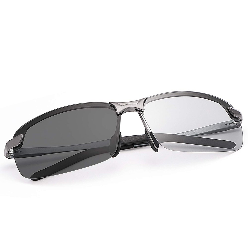LJIMI Photochromic Sports Sunglasses with Polarized Lens for Men and Women Outdoor Driving Cycling Fishing 100% UV400 Protection Eyewear Anti Glare Eyeglasses Reduce Eye Fatigue Safety Glasses Shades